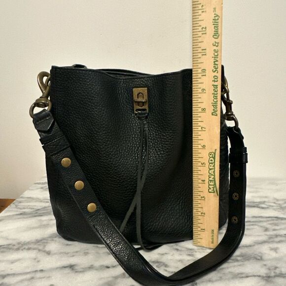 Rebecca Minkoff Black pebble Leather Darren hobo brass hardware women’s handbag - Picture 8 of 16